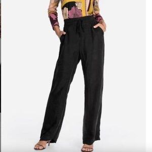 NWT Johnny Was black wide leg drawstring Deena pants sz M